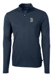 Cutter and Buck Boston Red Sox Mens Navy Blue City Connect Virtue Eco Pique Long Sleeve 1/4 Zip ..