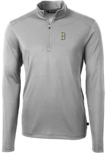 Cutter and Buck Boston Red Sox Mens Grey City Connect Virtue Eco Pique Long Sleeve 1/4 Zip Pullo..