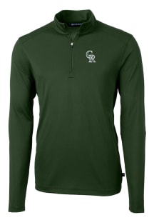 Cutter and Buck Colorado Rockies Mens Green City Connect Virtue Eco Pique Long Sleeve 1/4 Zip Pu..
