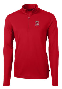 Cutter and Buck Los Angeles Angels Mens Red City Connect Virtue Eco Pique Long Sleeve 1/4 Zip Pu..