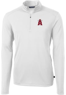 Cutter and Buck Los Angeles Angels Mens White City Connect Virtue Eco Pique Long Sleeve 1/4 Zip ..