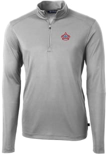 Cutter and Buck Miami Marlins Mens Grey City Connect Virtue Eco Pique Long Sleeve 1/4 Zip Pullov..
