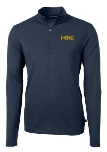 Cutter and Buck Milwaukee Brewers Mens Navy Blue City Connect Virtue Eco Pique Long Sleeve 1/4 Z..