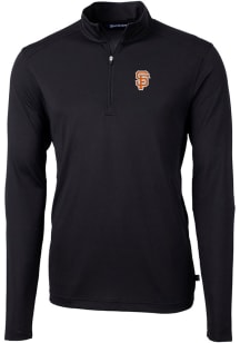 Cutter and Buck San Francisco Giants Mens Black City Connect Virtue Eco Pique Long Sleeve 1/4 Zi..