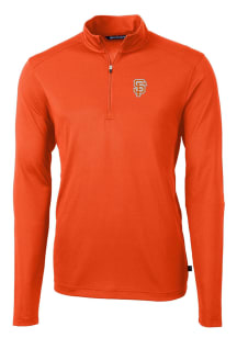 Cutter and Buck San Francisco Giants Mens Orange City Connect Virtue Eco Pique Long Sleeve 1/4 Z..