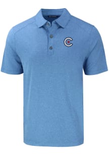 Cutter and Buck Chicago Cubs Mens Blue City Connect Forge Short Sleeve Polo
