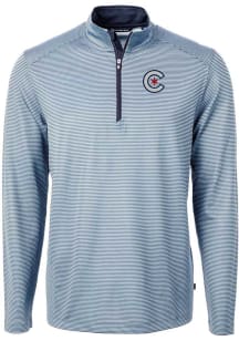 Cutter and Buck Chicago Cubs Mens Light Blue City Connect Virtue Eco Pique Long Sleeve 1/4 Zip P..