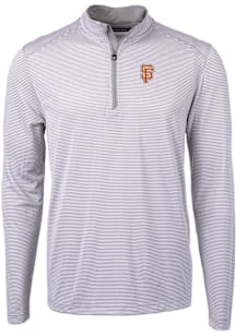 Cutter and Buck San Francisco Giants Mens Grey City Connect Virtue Eco Pique Micro Stripe Long Sle..