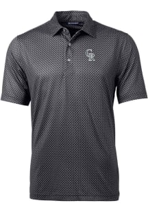 Cutter and Buck Colorado Rockies Mens Black City Connect Pike Short Sleeve Polo