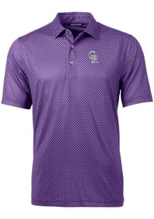 Cutter and Buck Colorado Rockies Mens Purple City Connect Pike Short Sleeve Polo