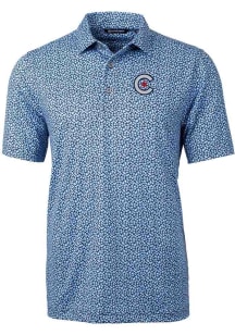 Cutter and Buck Chicago Cubs Mens Light Blue City Connect Pike Short Sleeve Polo