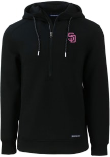 Cutter and Buck San Diego Padres Mens Black City Connect Roam Long Sleeve Hoodie