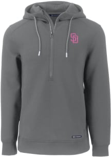 Cutter and Buck San Diego Padres Mens Grey City Connect Roam Long Sleeve Hoodie