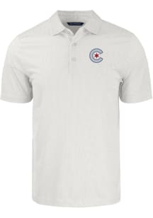Cutter and Buck Chicago Cubs Mens White City Connect Pike Symmetry Short Sleeve Polo