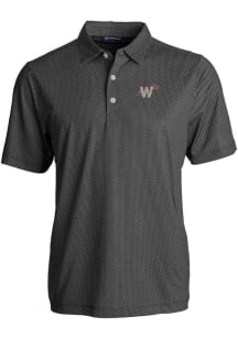 Cutter and Buck Washington Nationals Mens Black City Connect Pike Symmetry Short Sleeve Polo