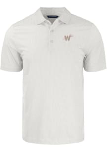 Cutter and Buck Washington Nationals Mens White City Connect Pike Symmetry Short Sleeve Polo