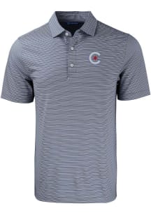 Cutter and Buck Chicago Cubs Mens Navy Blue City Connect Forge Double Stripe Short Sleeve Polo