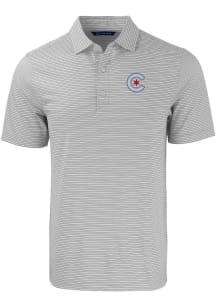 Cutter and Buck Chicago Cubs Mens Grey City Connect Forge Double Stripe Short Sleeve Polo