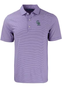 Cutter and Buck Colorado Rockies Mens Purple City Connect Forge Double Stripe Short Sleeve Polo