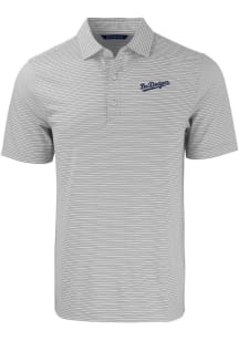 Cutter and Buck Los Angeles Dodgers Mens Grey City Connect Forge Double Stripe Short Sleeve Polo