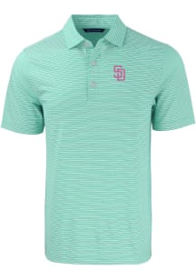 Cutter and Buck San Diego Padres Mens Green City Connect Forge Double Stripe Short Sleeve Polo