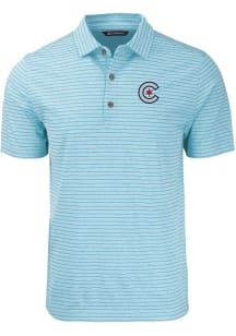 Cutter and Buck Chicago Cubs Mens Light Blue City Connect Forge Heather Stripe Short Sleeve Polo