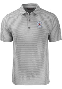 Cutter and Buck Chicago Cubs Mens Grey City Connect Forge Heather Stripe Short Sleeve Polo