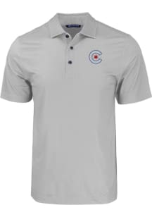 Cutter and Buck Chicago Cubs Mens Grey City Connect Pike Eco Geo Print Short Sleeve Polo