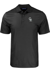 Cutter and Buck Colorado Rockies Mens Black City Connect Pike Eco Geo Print Short Sleeve Polo