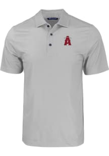 Cutter and Buck Los Angeles Angels Mens Grey City Connect Pike Eco Geo Print Short Sleeve Polo