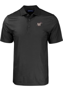 Cutter and Buck Washington Nationals Mens Black City Connect Pike Eco Geo Print Short Sleeve Pol..
