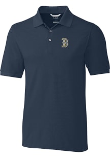 Cutter and Buck Boston Red Sox Mens Navy Blue City Connect Advantage Short Sleeve Polo