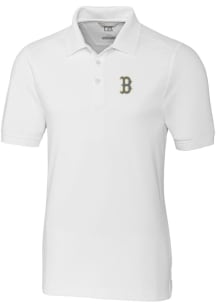 Cutter and Buck Boston Red Sox Mens White City Connect Advantage Short Sleeve Polo