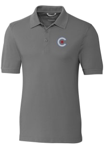 Cutter and Buck Chicago Cubs Mens Grey City Connect Advantage Short Sleeve Polo