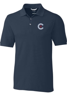 Cutter and Buck Chicago Cubs Mens Navy Blue City Connect Advantage Short Sleeve Polo