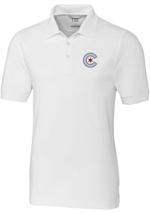 Cutter and Buck Chicago Cubs Mens White City Connect Advantage Short Sleeve Polo