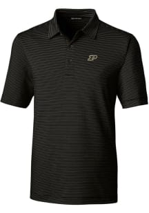Cutter and Buck Purdue Boilermakers Mens Black Forge Pencil Stripe Big and Tall Polos Shirt