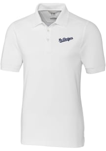 Cutter and Buck Los Angeles Dodgers Mens White City Connect Advantage Short Sleeve Polo