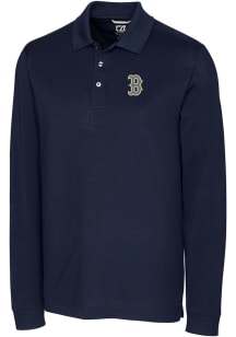 Cutter and Buck Boston Red Sox Mens Navy Blue City Connect Advantage Long Sleeve Polo Shirt