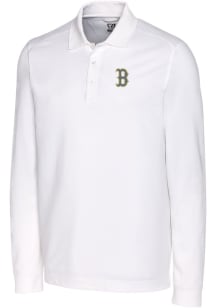 Cutter and Buck Boston Red Sox Mens White City Connect Advantage Long Sleeve Polo Shirt