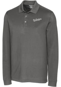Cutter and Buck Los Angeles Dodgers Mens Grey City Connect Advantage Long Sleeve Polo Shirt