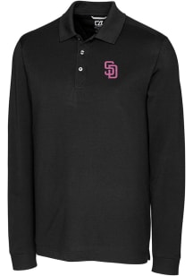 Cutter and Buck San Diego Padres Mens Black City Connect Advantage Long Sleeve Polo Shirt