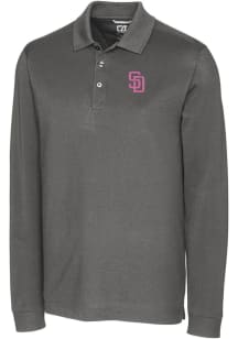 Cutter and Buck San Diego Padres Mens Grey City Connect Advantage Long Sleeve Polo Shirt