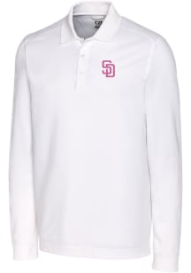 Cutter and Buck San Diego Padres Mens White City Connect Advantage Long Sleeve Polo Shirt