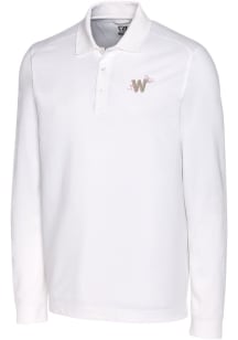 Cutter and Buck Washington Nationals Mens White City Connect Advantage Long Sleeve Polo Shirt