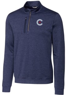 Cutter and Buck Chicago Cubs Mens Navy Blue City Connect Stealth Long Sleeve 1/4 Zip Pullover