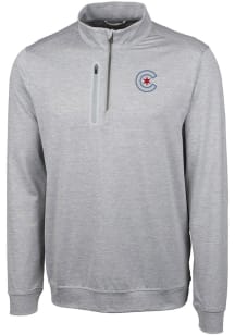 Cutter and Buck Chicago Cubs Mens Grey City Connect Stealth Long Sleeve 1/4 Zip Pullover
