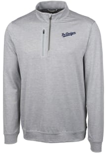 Cutter and Buck Los Angeles Dodgers Mens Grey City Connect Stealth Long Sleeve 1/4 Zip Pullover