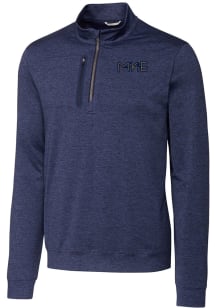Cutter and Buck Milwaukee Brewers Mens Navy Blue City Connect Stealth Long Sleeve 1/4 Zip Pullov..
