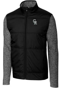 Cutter and Buck Colorado Rockies Mens Black City Connect Stealth Medium Weight Jacket
